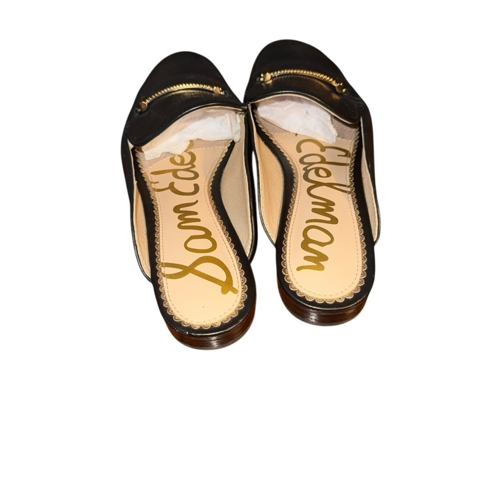 Sam Edelman Black Leather Horsebit Mule Loafers Gold Hardware Slip On Shoes Sz 5 - Picture 6 of 9